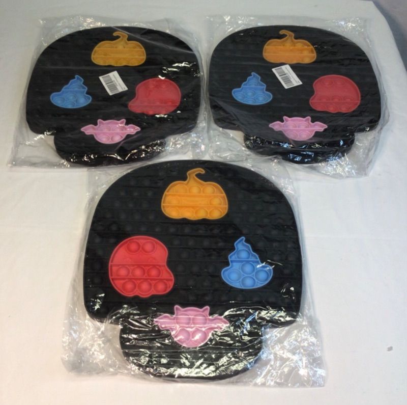 Photo 1 of 3 Packages-Halloween Skull Pop Sensory Fidget Toys, Huge Black Pop Puzzles with 4 Pcs Mini Pop Dimple Toy for Kids Party favor- Black
