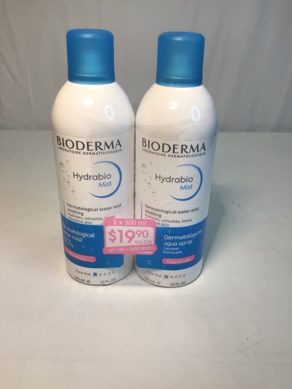 Photo 2 of 2 Pack- Bioderma Hydrabio Mist-Dermatological Water Mist-300ml- Hydrates, Refreshes, Tones Sensitive Skin