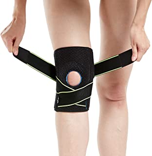 Photo 1 of Knee Brace with Side Stabilizers & Patella Gel Pads for Knee Support-Black with Orange Trim,Red Underside-Size Large