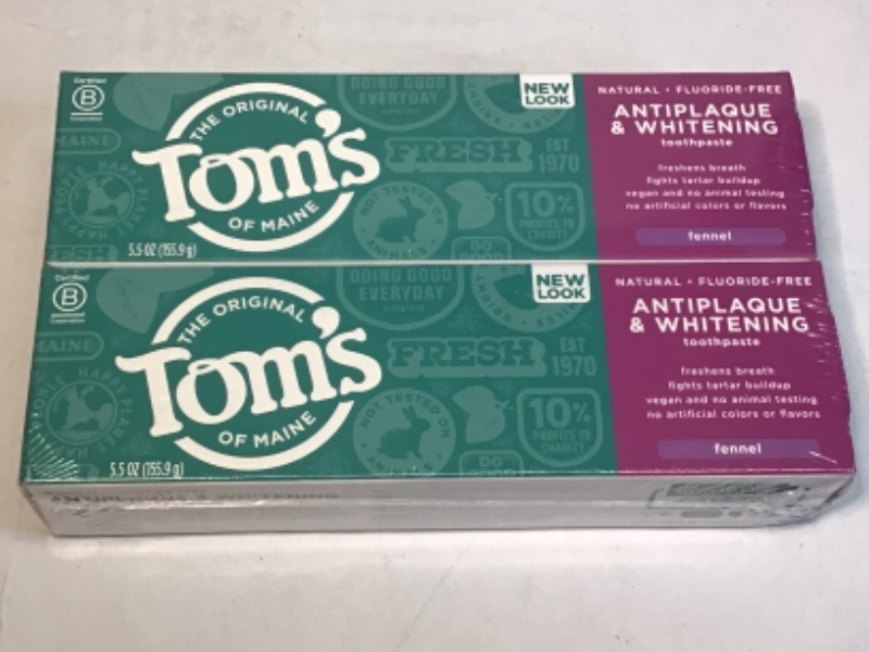 Photo 2 of 2 Pack-Tom's of Maine Fluoride-Free Antiplaque & Whitening Natural Toothpaste, Fennel, 5.5 oz. 2-Pack 