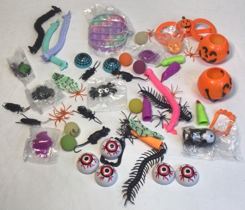 Photo 2 of Halloween Classroom Bundle- 1) Box of 127 Halloween Treats 2) Bag of 57 Halloween Treats 3) 8 Sticker Sheets with Halloween Stickers (400 Stickers)