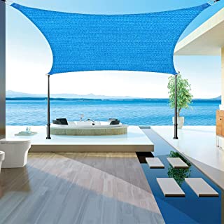 Photo 1 of BELENOSDAN Sun Shade Sail for Patios Rectangle 185GSM Shade Sail Canopy Awning Canopy Block 95% of UV Radiation Fabric for Backyard Lawn Garden Heavy Duty Custom Size 6.5'x10',Blue