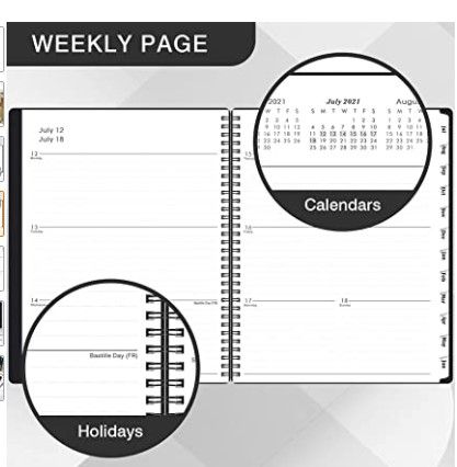 Photo 1 of 2 PACK- 2021-2022 Planner - July 2021-June 2022 Weekly & Monthly Planner with Tabs, Elastic Closure and Thick Paper, Back Pocket with 21 Notes Pages, 9" x 11"