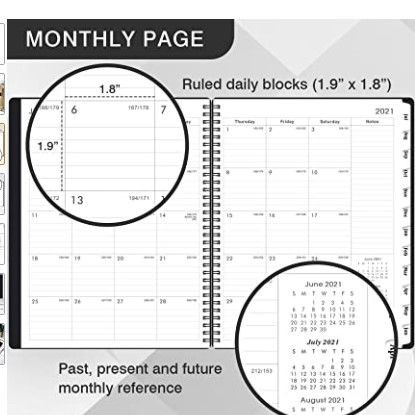 Photo 7 of 2 PACK- 2021-2022 Planner - July 2021-June 2022 Weekly & Monthly Planner with Tabs, Elastic Closure and Thick Paper, Back Pocket with 21 Notes Pages, 9" x 11"