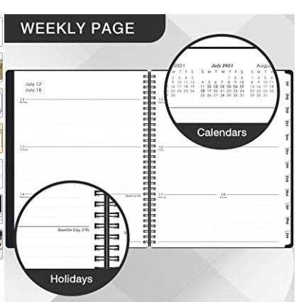 Photo 6 of 2 PACK- 2021-2022 Planner - July 2021-June 2022 Weekly & Monthly Planner with Tabs, Elastic Closure and Thick Paper, Back Pocket with 21 Notes Pages, 9" x 11"