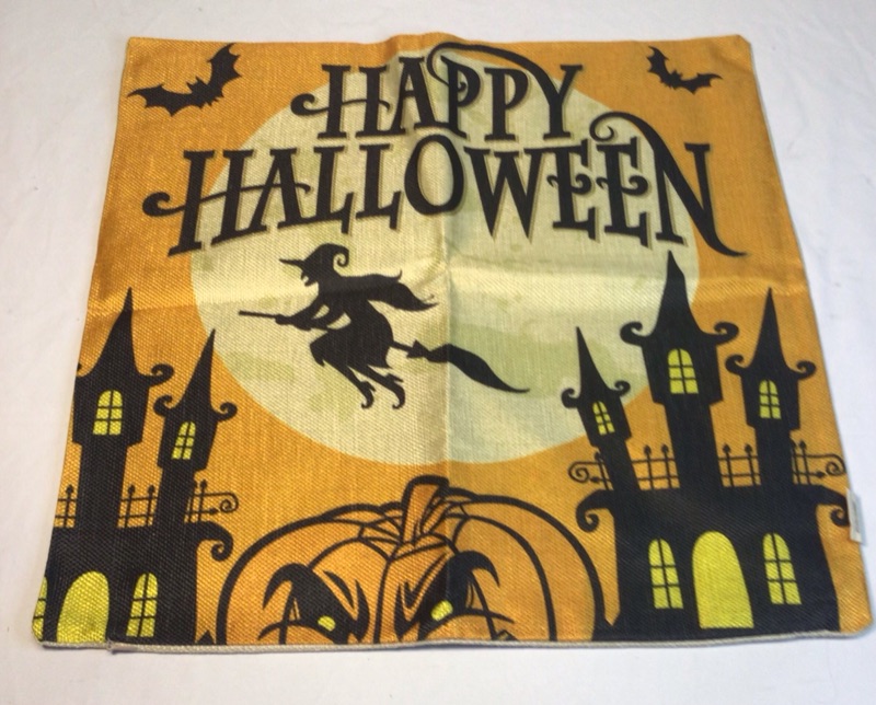 Photo 5 of 4-Pack Happy Halloween Square Decorative Throw Pillow Case Cushion Cover Bat Pumpkin- HOSL PW01 10.99
