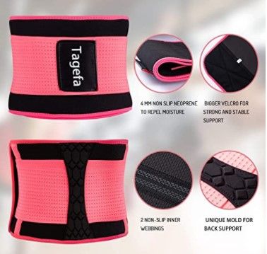 Photo 2 of Tagefa Corset Waist Trainer Belt for Women & Men, Sweat Band Neoprene Waist Cincher Trimmer Weight Loss Slimming Ab Belt-Pink-Size Small