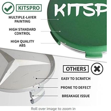 Photo 4 of KitsPro 2.6Inch 65MM Wheel Center Caps for Ford Expedition Explorer Ranger F150 Rim Hub Caps FL34 1A096 , Pack of 4 (Oliver Green, Outer 65MM , Inner 61MM)