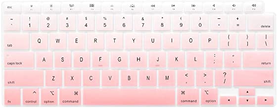 Photo 2 of 2 Keyboard Cover Packages- Pink and Rainbow-Keyboard Cover Skin for 2021 2020 MacBook Air 13 Inch (MODLE A2179 and A2337 Apple M1 Chip, U.S Layout) with Touch ID Keyboard Accessories Ultra Thin Silicone Protector (Light Pink Ombre)