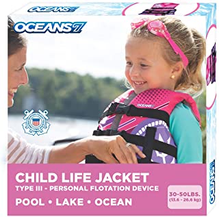 Photo 1 of Baby's Life Jacket for Infant under 30 Lbs-New & Improved Oceans7 US Coast Guard Approved, Child Life Jacket, Flex-Form Chest, Open-Sided Design, Type III Vest, PFD, Personal Flotation Device, Pink/Berry