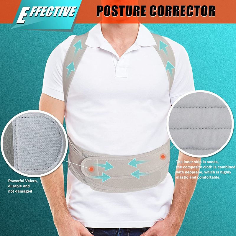 Photo 4 of Back Posture Corrector Support Belts Pain Relief Improves Posture Spine Support Adjustable and Breathable Unisex-Color Gray- Size XL