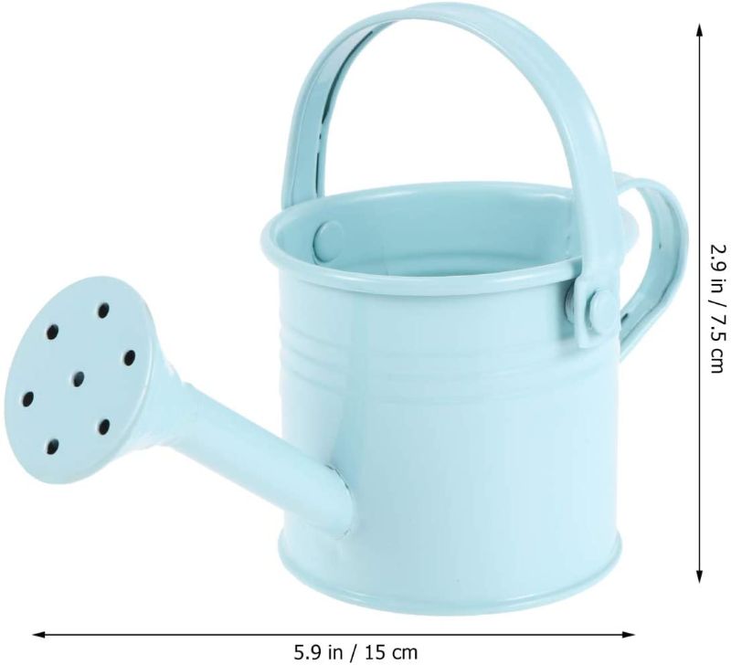 Photo 3 of Cabilock 2pcs Metal Watering Can Small Child Sized Garden Watering Pot Watering Kettle Flower Water Sprayer Bottle for Garden Home Plants Flower Red and Light Blue