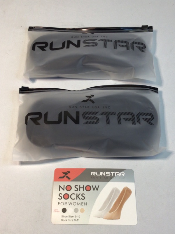 Photo 2 of Women's No Show Liner Socks by RunStar- Two Packages of 3 Pair Each- 6 Pair Total Shoe Size 5-10- Black