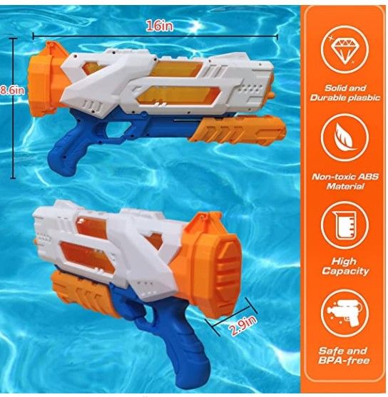 Photo 2 of 3 Pack- AMVUZ Super Water Gun Water Blasters 1200CC High Capacity Water Soaker Blaster Squirt Toys Swimming Pool Beach Sand Water Fighting Toy