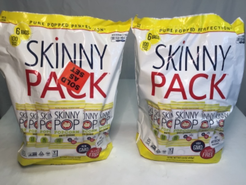 Photo 2 of 2 Bags-SkinnyPop White Cheddar Popcorn, Skinny Pack, 6ct per bag, 0.65oz Individual Snack Size Bags, Skinny Pop, Healthy Popcorn Snacks, Gluten Free 
