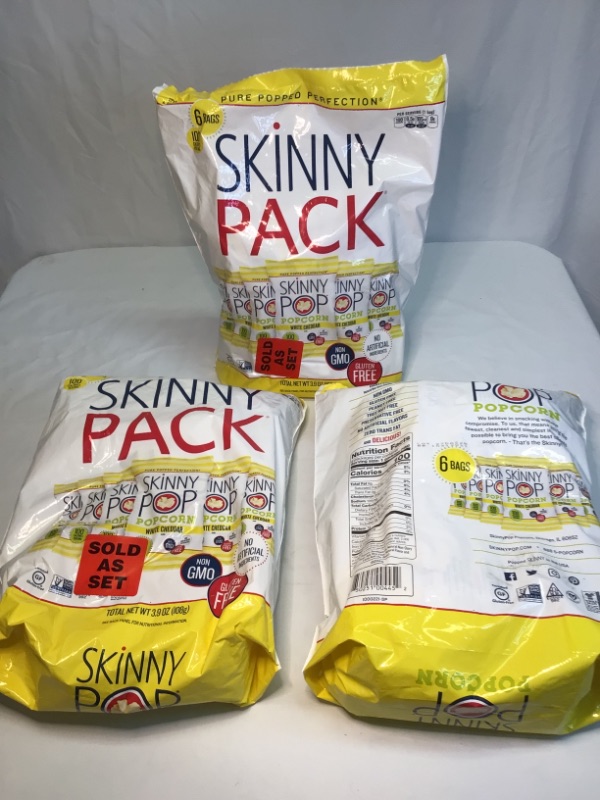 Photo 2 of 3 Bags-SkinnyPop White Cheddar Popcorn, Skinny Pack, 6ct per Bag, 0.65oz Individual Snack Size Bags, Skinny Pop, Healthy Popcorn Snacks, Gluten Free