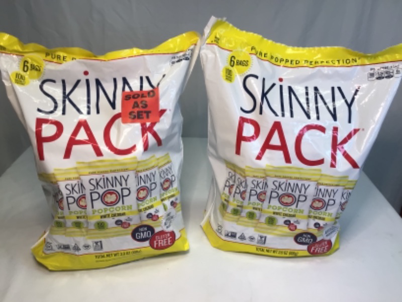 Photo 2 of 2 Bags-SkinnyPop White Cheddar Popcorn, Skinny Pack, 6ct per Bag, 0.65oz Individual Snack Size Bags, Skinny Pop, Healthy Popcorn Snacks, Gluten Free