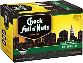 Photo 1 of 3 Boxes- Chock Full o’Nuts Midtown Decaf Medium Roast, K-Cup Compatible Pods (12 Count per Box) – Premium Arabica Coffee in Eco-Friendly Keurig-Compatible Single Serve Cups