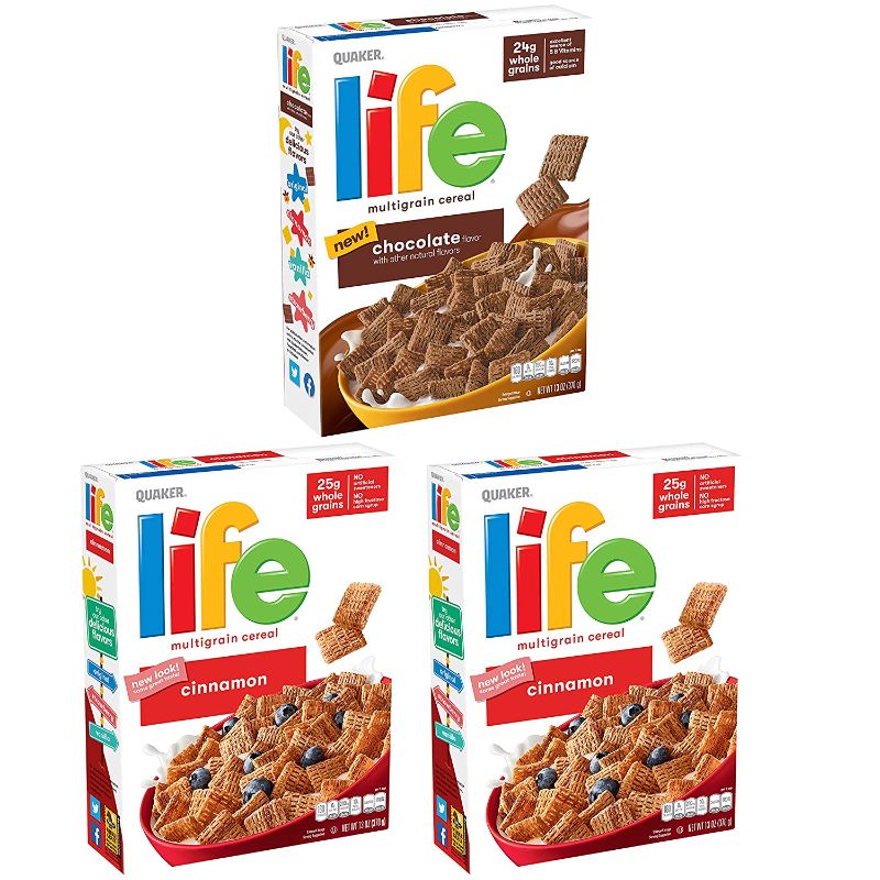 Photo 1 of 2 Sets- Life Cereal 3 Pack per Set- Two Boxes Cinnamon Flavored and One Box Chocolate Flavored