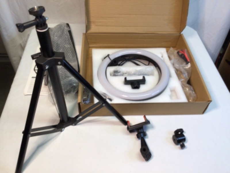 Photo 1 of 10" Ring Light with Tripod, Smart Phone Holder,-