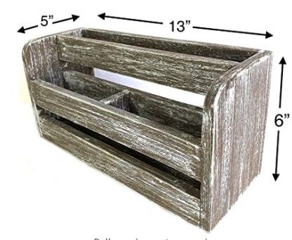 Photo 2 of Wrightmart Desk Organizer Caddy, Kitchen Counter Workspace Storage, Versatile Tool, Utensil, Art Supply Sorter, Handmade of Reclaimed Hardwood, Farmhouse Barnwood Style Weathered Whitewash Finish