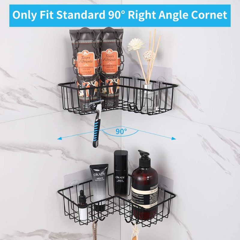 Photo 4 of Geekdigg Corner Shower Caddy 3-Pack, Wall Mounted Bathroom Shelf, plus Soap Holder 304 Stainless Steel Wide Space Shower Shelf with Adhesive, Hanging Storage Organizer Strong and Sturdy for Kitchen (Black)