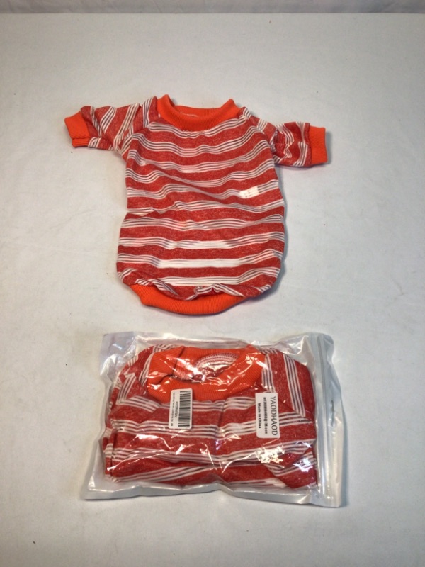 Photo 3 of 2 Pack- YAODHAOD Dog T Shirt, Pet Short Sleeves Striped Shirts,Summer Breathable Sun Protection Dog Shirt, Tropical Absorb Water and Evaporate Quickly Dog Tee, for Small Medium Dog (L (Chest girth:14in), Red)
