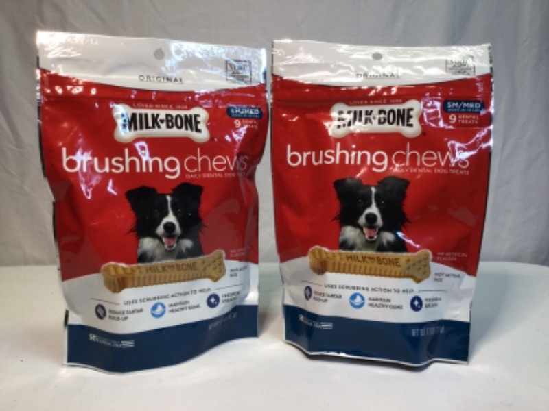 Photo 2 of 2 Packages- Milk-Bone Original Brushing Chews Daily Dental Dog Treats for Small/Medium Dogs- 9 Treats per Package