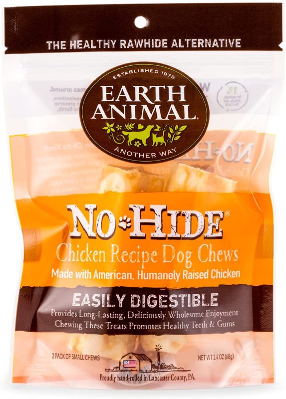 Photo 1 of 2 Packages-Earth Animal No-Hide Small Rawhide Alternative Rolls 1) Chicken Recipe and 2) Beef Recipe Flavored Natural Dog Chew Treat for Medium Dogs- 2 Chews per Package- 4 Total