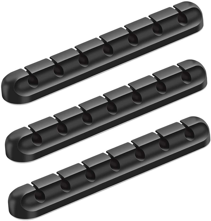 Photo 1 of 2 Packages-Cable Clips Cable Management, 2 Pack each Package 7 Slots Cord Organizer 6mm Black Adhesive Cord Holders for Power Cords USB Cables Charging Cables Headphone Cables in Office and Home (Black)