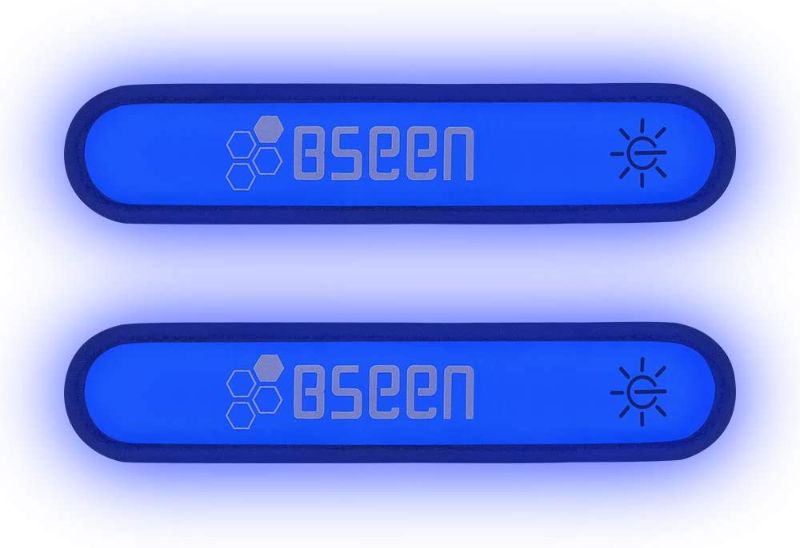 Photo 1 of BSEEN LED Armband LED Slap Bracelets, Adjustable Strap Safety Light Armbands Glow in The Dark Night Running Gear for Jogging, Walking, Cycling, Camping Outdoor Sports-Fluorescent Blue