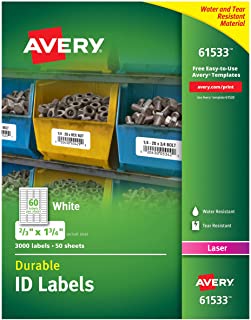 Photo 1 of Avery Durable White Cover Up ID Labels for Laser Printers, 0.67" x 1.75", Pack of 3000 (61533)