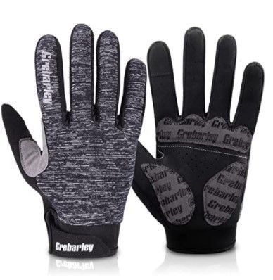 Photo 1 of Grebarley Cycling Gloves Bike Gloves Bicycle Gloves Gym Gloves Mountain Road Anti-Slip Shock-Absorbing Gel Pad Light Weight Breathable MTB Biking Gloves for Men Women-Grey- Small