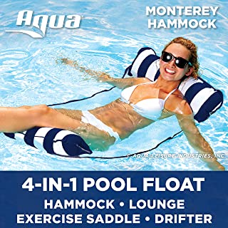 Photo 1 of  4-in-1 Monterey Pool Hammock & Float,  Non-Stick PVC, Multi-Purpose Water Hammock (Saddle, Chair, Hammock, Drifter) Pool Chair for Adults - Navy