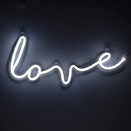 Photo 1 of 5V White Love LED Neon Sign Home neon Lights for Bedroom Christmas Wedding Party Wall Lamp USB Powered Customize Neon Sign (White) 