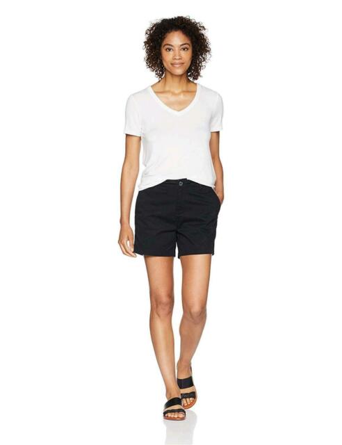 Photo 1 of Essentials Women's 5" Inseam Solid Chino Short Shorts,, Black, Size 10.0
