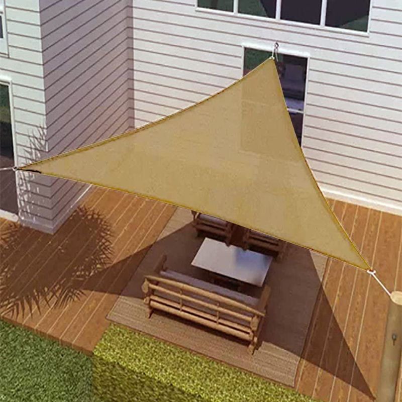 Photo 1 of BIG Oversized Tan Triangle Sun Shade Tarp Blocker Sail