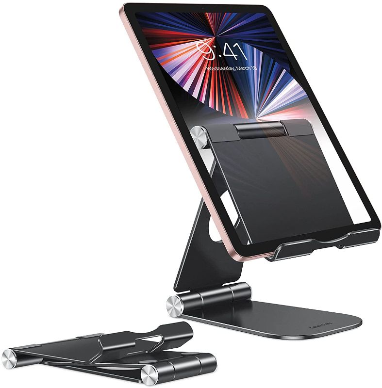 Photo 1 of Fully Foldable Tablet Stand, OMOTON iPad Stand, Adjustable Desktop Aluminum Tablet Holder Stand 