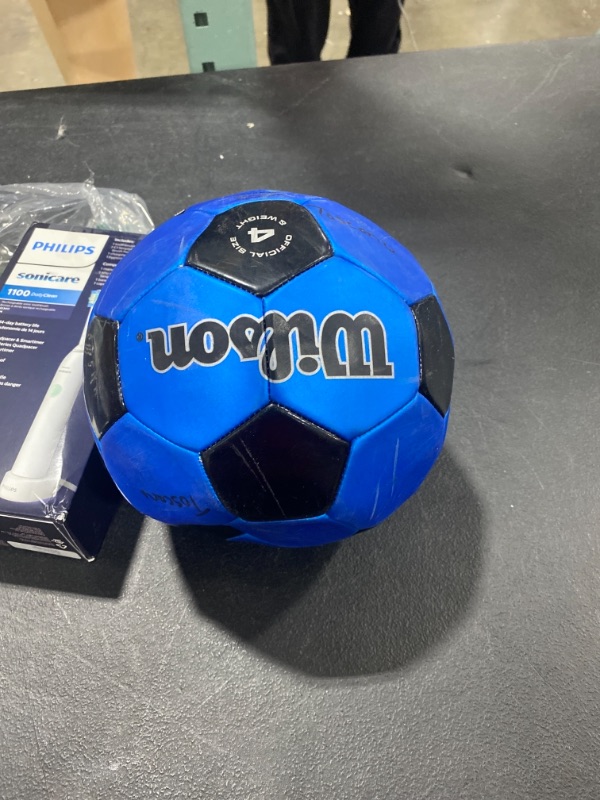 Photo 2 of Barcode for Wilson Traditional Soccer Ball - Blue/Black, Size 4
