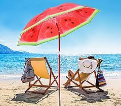 Photo 1 of AMMSUN 6ft Portable Beach Umbrella UV Protection Sun Shade Shelter Fruit Design With Tilt Carry Bag Orange for Outdoor Patio,Sport,Pool,Garden, Beach
