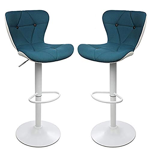 Photo 1 of Counter Height Swivel Bar Stools, Barstools Bar Height, Stool Chair, Modern Upholstered with Diamond Stitched Pattern, Blue and White