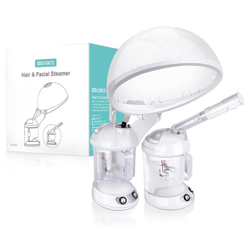 Photo 1 of Hair Steamer EZBASICS 2 in 1 Ion Facial Steamer with Extendable Arm Table Top Hair Humidifier Hot Mist Moisturizing Facial Atomizer Spa Face Steamer Design for Personal Care Use At Home or Salon
