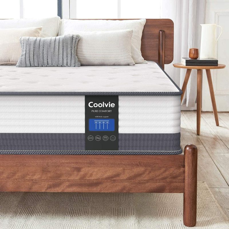 Photo 1 of Full Mattress, Coolvie 10 Inch Full Size Gel Memory Foam Hybrid Mattress, Individual Pocket Springs with Comfy Foam for Back Pain Relief & Cool Sleep, Bed in a Box
