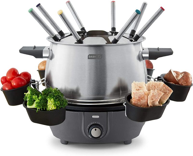 Photo 1 of Dash 3 qt. Deluxe Fondue Maker Set in Grey