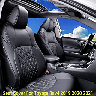 Photo 1 of Cqlights RAV4 Seat Covers Auto Full Set Seat Cover Protector Leather Black for Toyota RAV4 2019 2020 2021 (Non-Hybrid)

