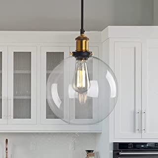 Photo 1 of Corlaceling Vintage Glass Pendant Light Fixture, Industrial Ceiling Hanging Light with Clear Glass Lamp Shade, Modern Globe Chandelier for Kitchen Island Dining Room
