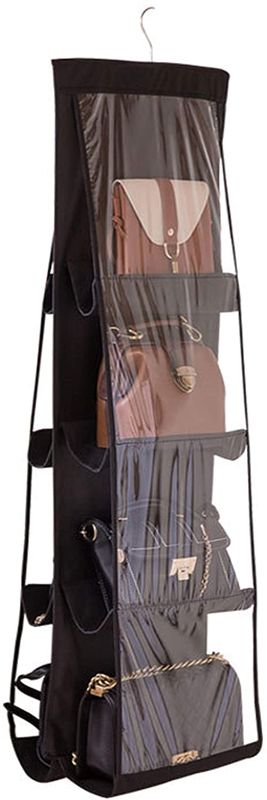 Photo 1 of AARAINBOW Hanging Handbag Purse OrganizerBreathable Polyester FiberPVC Handbag Organizer8 Easy Access PocketsWardrobe Closet Space Saving Organizers SystemWashable46 L x 138WBBlack