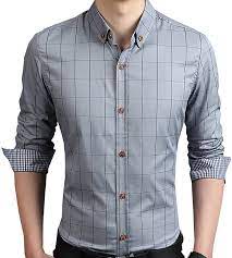 Photo 1 of Aiyino Mens 100 Cotton Long Sleeve Plaid Slim Fit Button Down Dress Shirt m