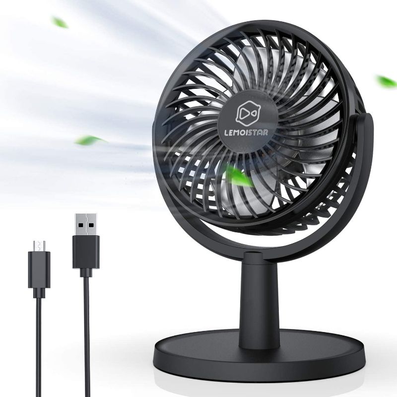 Photo 1 of Mini Desk Fan USB Powered Desktop Fan with 4 Speeds Small but Powerful Strong Airflow Work Quiet 310 Adjustment Portable Personal Air Circulator Fan for DesktopTable Office Bedroom Black