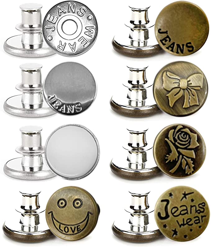 Photo 1 of 2PC LOT
Button Pins for Jeans  Easy to Fit Jean Pins no Sew Replacement Button Eight in Set Adjustable Jean Button Pins Instant Waist Kit for Jeans Pants Jacket Easy Clip on
2 COUNT